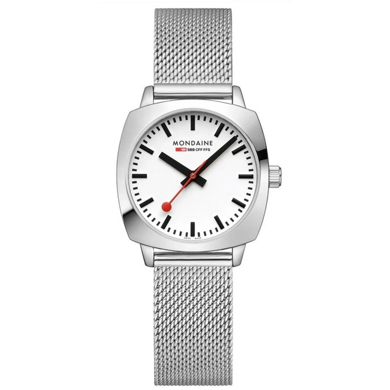 Analogue Watch - Mondaine Petite Cushion Square Ladies Silver Watch MSL.31110.SM