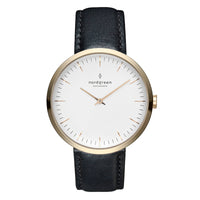 Analogue Watch - Nordgreen Infinity Black Leather 32mm Gold Case Watch