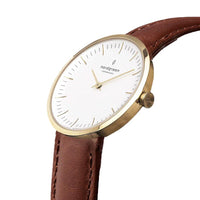 Analogue Watch - Nordgreen Infinity Brown Leather 32mm Gold Case Watch