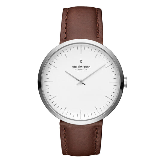 Nordgreen Infinity Brown Leather 32mm Silver Case Watch