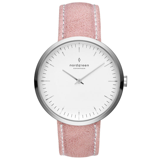 Nordgreen Infinity Pink Leather 32mm Silver Case Watch