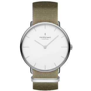Analogue Watch - Nordgreen Native Army Green Nylon 36mm Silver Case Watch