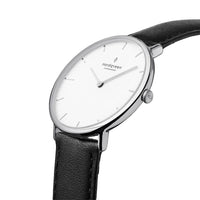 Analogue Watch - Nordgreen Native Black Leather 32mm Silver Case Watch