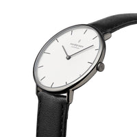 Analogue Watch - Nordgreen Native Black Leather 36mm Gun Metal Case Watch