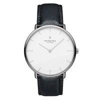 Analogue Watch - Nordgreen Native Black Leather 36mm Silver Case Watch