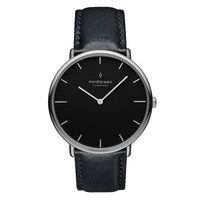 Analogue Watch - Nordgreen Native Black Leather 36mm Silver Case Watch