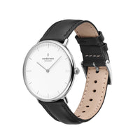 Analogue Watch - Nordgreen Native Black Leather 36mm Silver Case Watch