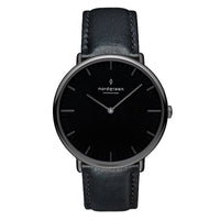 Analogue Watch - Nordgreen Native Black Leather 40mm Gun Metal Case Watch
