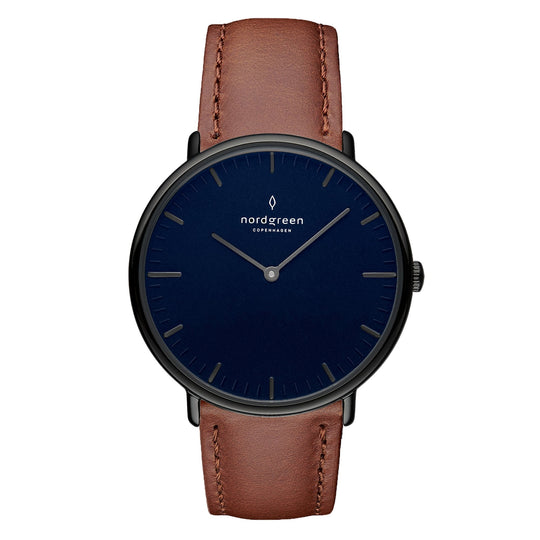 Nordgreen Native Brown Leather 32mm Gun Metal Case Watch