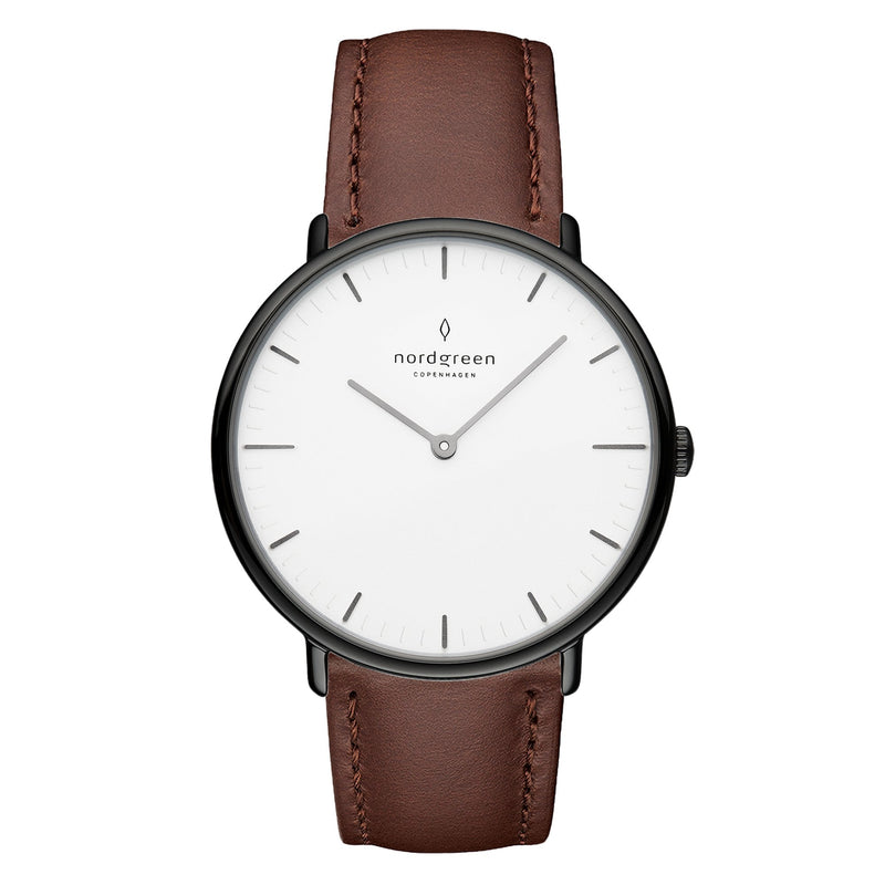 Analogue Watch - Nordgreen Native Brown Leather 32mm Gun Metal Case Watch