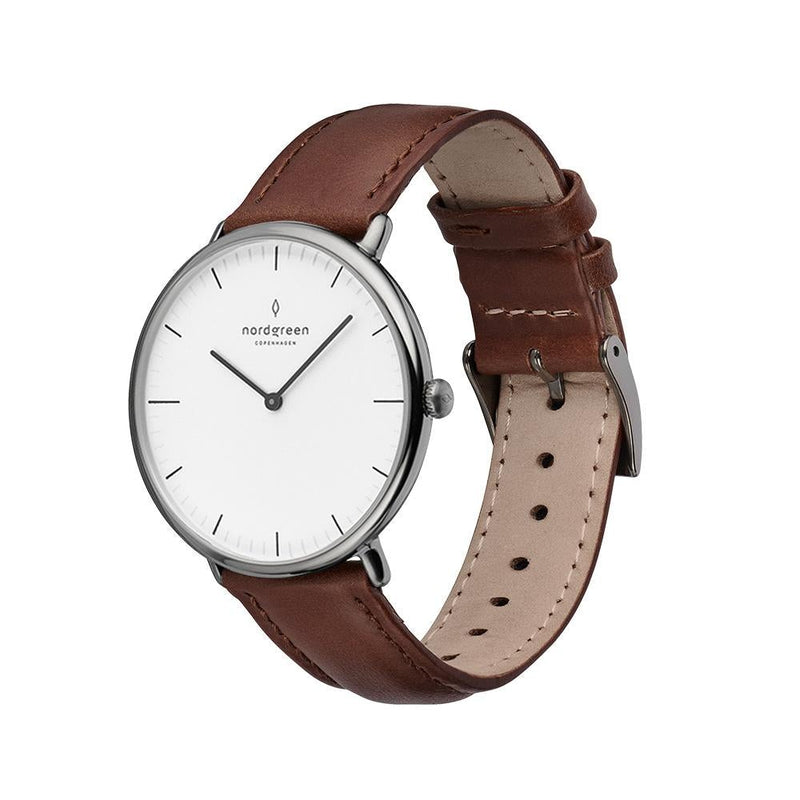 Analogue Watch - Nordgreen Native Brown Leather 32mm Gun Metal Case Watch