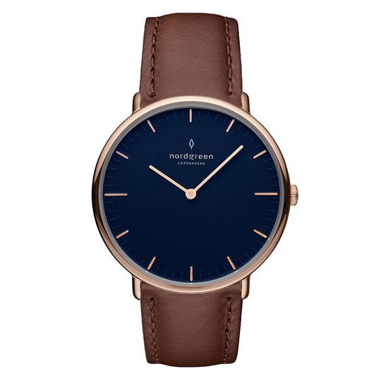 Nordgreen Native Brown Leather 32mm Rose Gold Case Watch