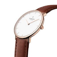 Analogue Watch - Nordgreen Native Brown Leather 32mm Rose Gold Case Watch