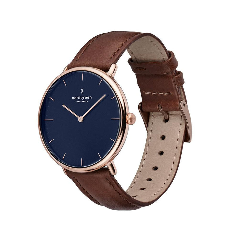 Analogue Watch - Nordgreen Native Brown Leather 32mm Rose Gold Case Watch