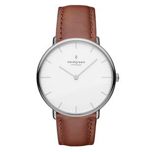 Analogue Watch - Nordgreen Native Brown Leather 32mm Silver Case Watch