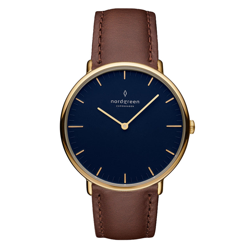 Analogue Watch - Nordgreen Native Brown Leather 36mm Gold Case Watch