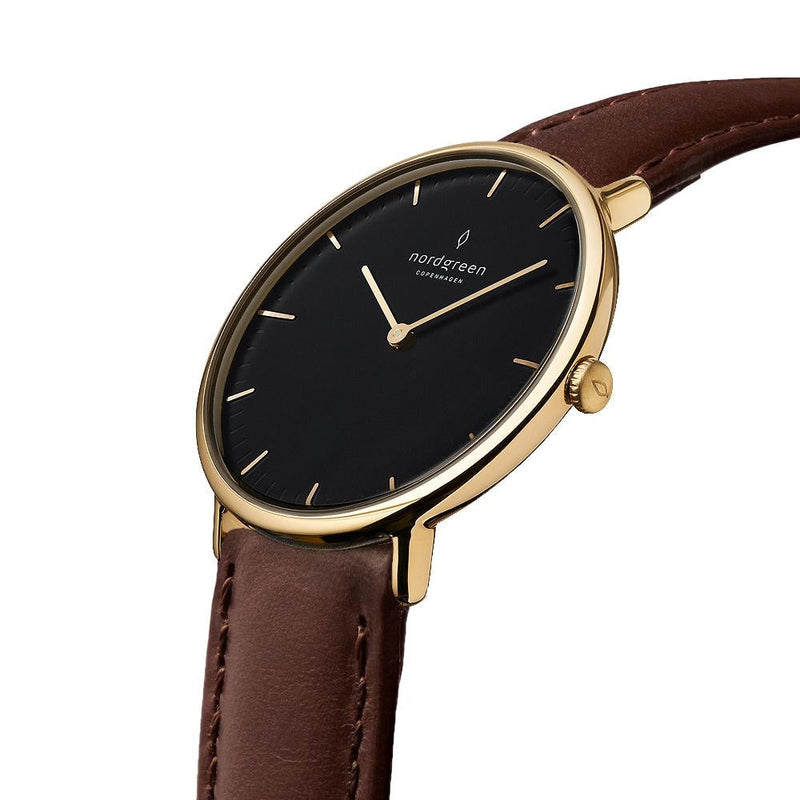Analogue Watch - Nordgreen Native Brown Leather 36mm Gold Case Watch