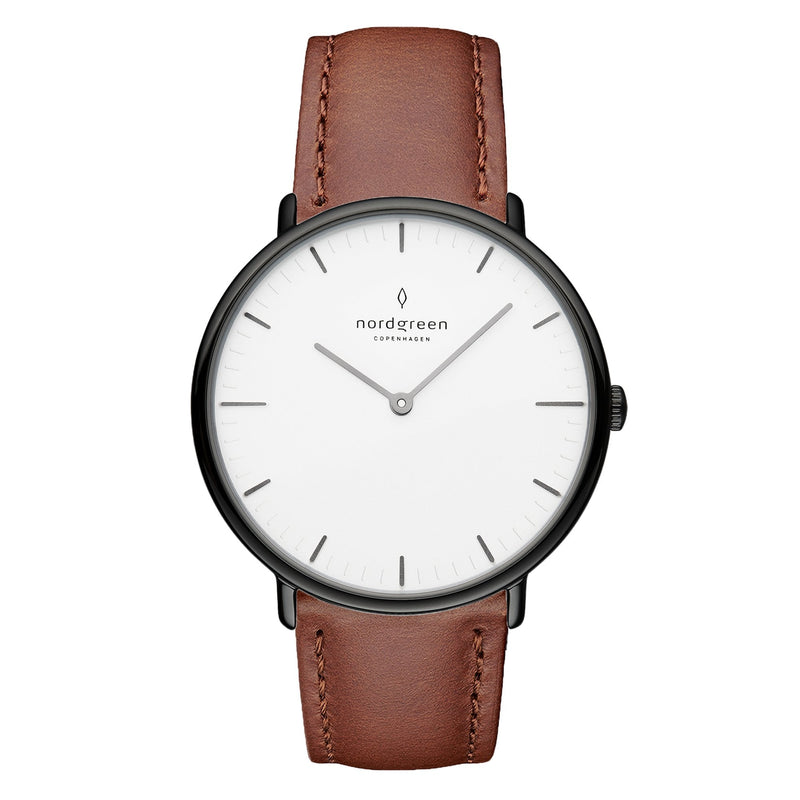 Analogue Watch - Nordgreen Native Brown Leather 36mm Gun Metal Case Watch