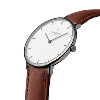 Analogue Watch - Nordgreen Native Brown Leather 36mm Gun Metal Case Watch