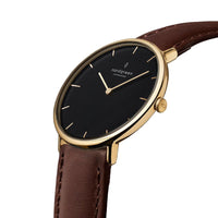 Analogue Watch - Nordgreen Native Brown Leather 40mm Gold Case Watch