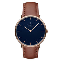 Analogue Watch - Nordgreen Native Brown Leather 40mm Roe Gold Case Watch