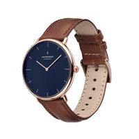 Analogue Watch - Nordgreen Native Brown Leather 40mm Roe Gold Case Watch