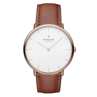 Analogue Watch - Nordgreen Native Brown Leather 40mm Rose Gold Case Watch