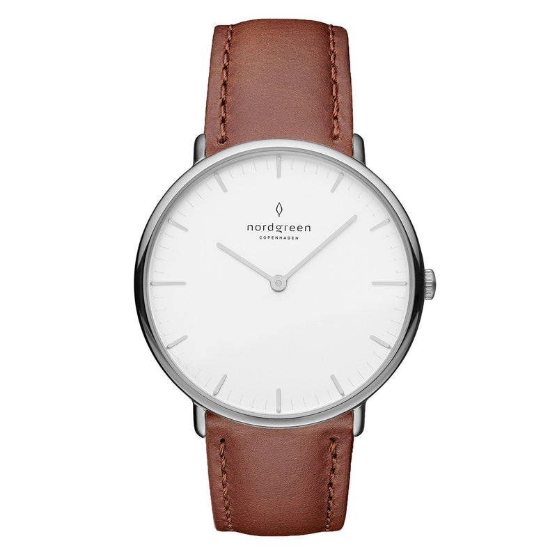 Analogue Watch - Nordgreen Native Brown Leather 40mm Silver Case Watch