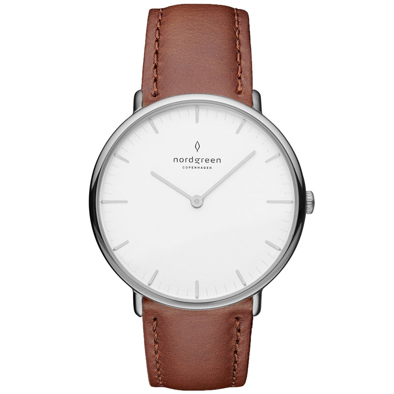 Analogue Watch - Nordgreen Native Brown Vegan Leather 36mm Silver Case Watch