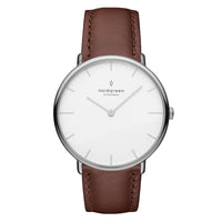 Analogue Watch - Nordgreen Native Dark Brown Leather 32mm Silver Case Watch