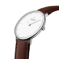 Analogue Watch - Nordgreen Native Dark Brown Leather 32mm Silver Case Watch