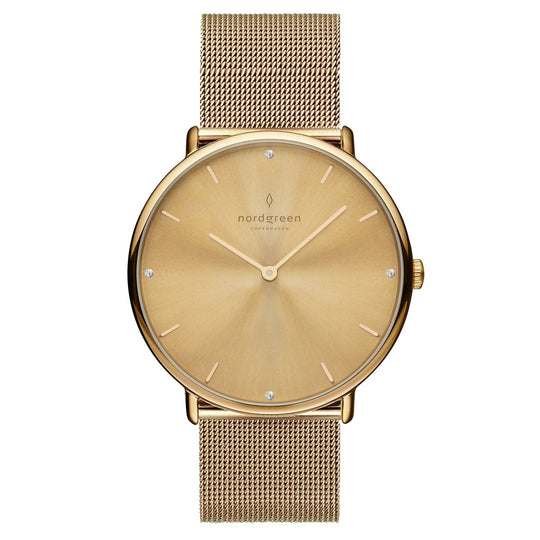 Nordgreen Native Gold Mesh 32mm Gold Case Watch