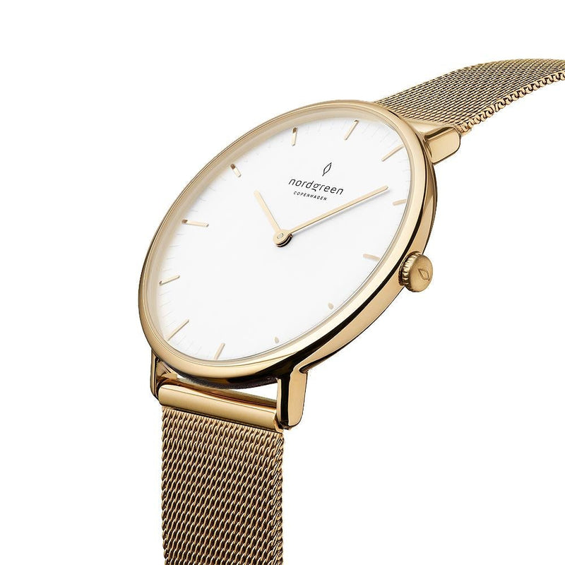 Analogue Watch - Nordgreen Native Gold Mesh 36mm Gold Case Watch