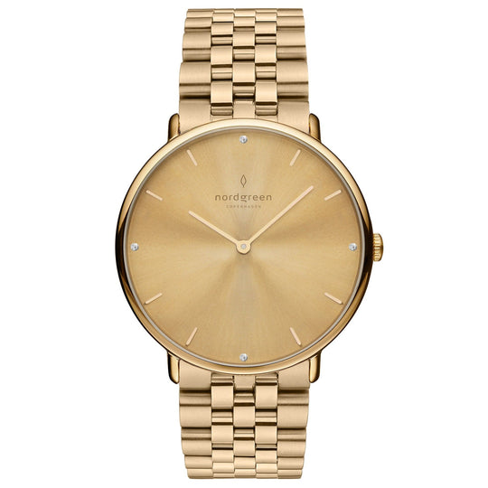 Nordgreen Native Gold Stainless Steel 28mm Gold Case Watch