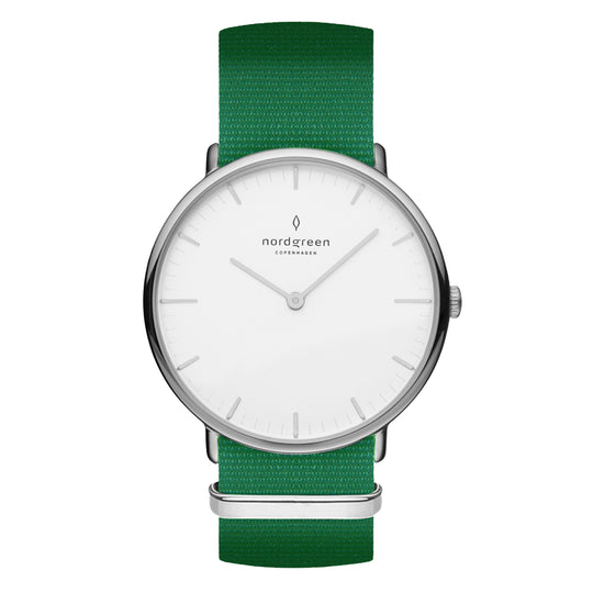 Nordgreen Native Green Nylon 36mm Silver Watch