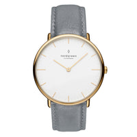 Analogue Watch - Nordgreen Native Grey Leather 32mm Gold Case Watch
