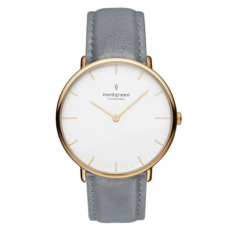 Analogue Watch - Nordgreen Native Grey Leather 32mm Gold Case Watch