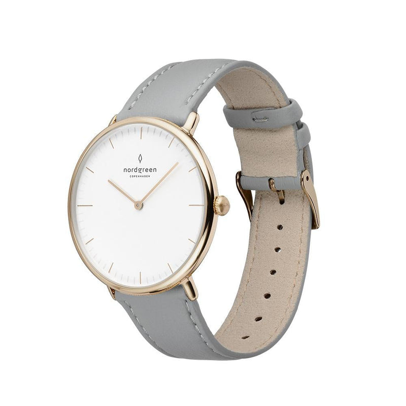 Analogue Watch - Nordgreen Native Grey Leather 32mm Gold Case Watch