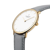 Analogue Watch - Nordgreen Native Grey Leather 32mm Gold Case Watch