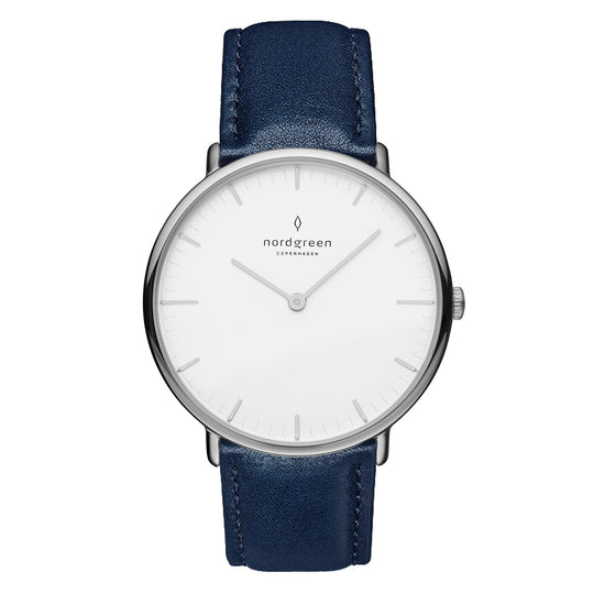 Nordgreen Native Navy 36mm Silver Case Watch