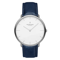 Analogue Watch - Nordgreen Native Navy Leather 32mm Silver Case Watch