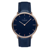 Analogue Watch - Nordgreen Native Navy Leather 36mm Rose Gold Case Watch