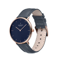 Analogue Watch - Nordgreen Native Navy Leather 36mm Rose Gold Case Watch