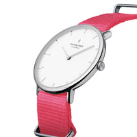 Analogue Watch - Nordgreen Native Pink Nylon 36mm Silver Case Watch