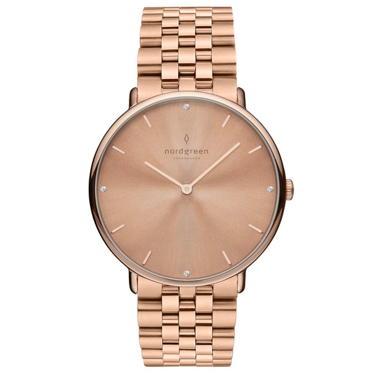 Nordgreen Native Rose Gold Stainless Steel 32mm Rose Gold Case Watch