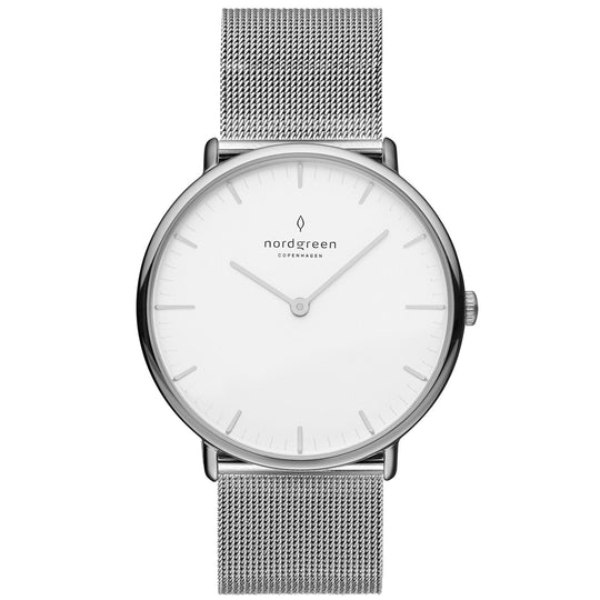 Nordgreen Native Silver Mesh 36mm Silver Case Watch