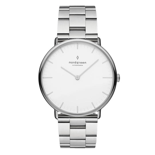 Nordgreen Native Silver Stainless Steel 32mm Silver Case Watch