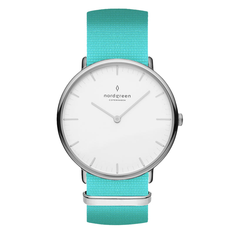 Analogue Watch - Nordgreen Native Turquoise Nylon Strap 36mm Silver Watch