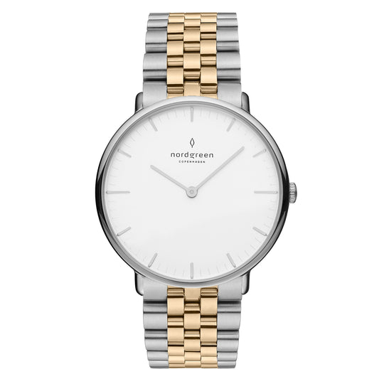 Nordgreen Native Two-Tone Stainless Steel 32mm Silver Case Watch