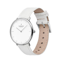 Analogue Watch - Nordgreen Native White Leather 32mm Silver Case Watch
